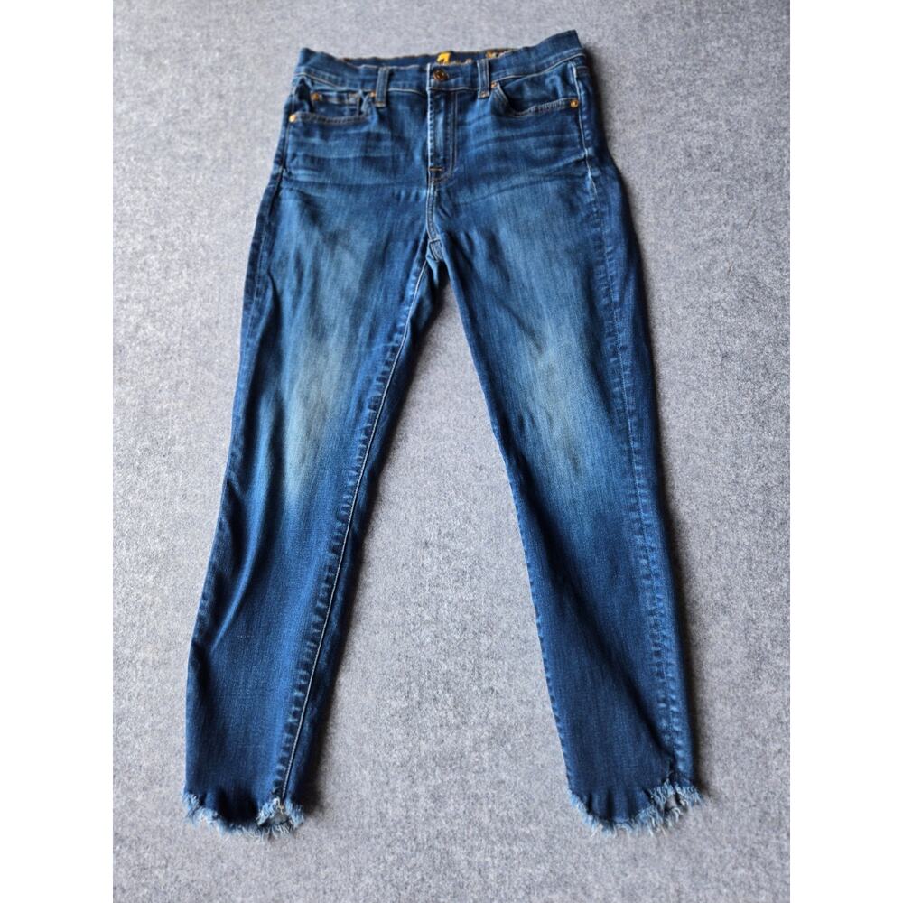 7 For All Mankind The Ankle Skinny Distressed Jeans Women's Size 29 Blue Stretch